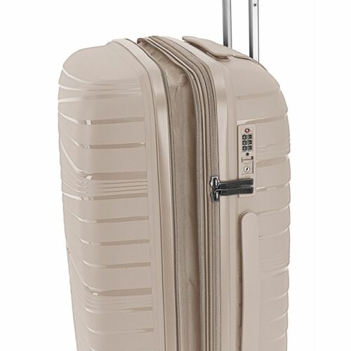 Gabol Kiba bővíthető bőrönd (közepes méret) bézs bővíthetőség